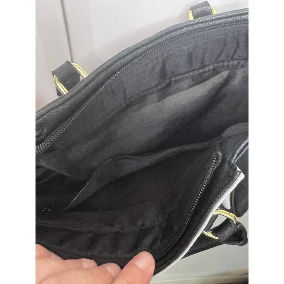 Small black with white stripes crossbody bag, Gothic, Dark Academia - Picture 4 of 5